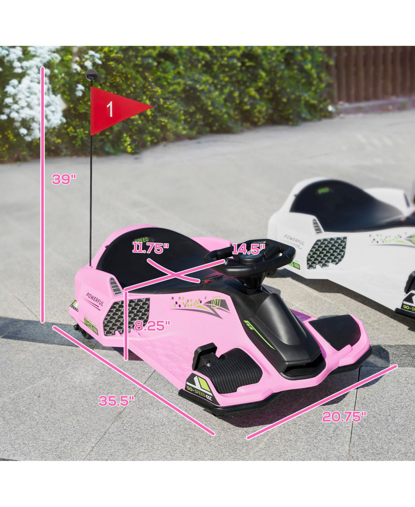 Детская игрушка Aosom 12V Electric Drifting Go Kart with Music, Ages 8-12, цвет: Розовый — фото 3