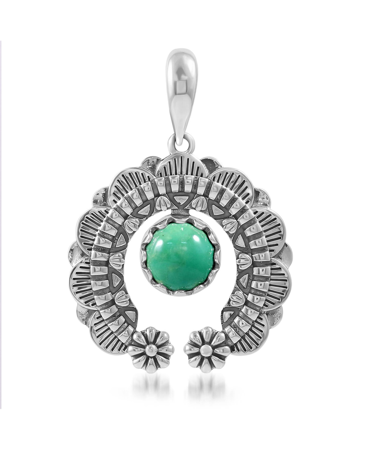 Sterling Silver Green Turquoise Round Cut Naja Pendant Enhancer