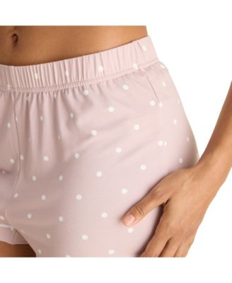 Women's Short Sleeve Notch Collar Top and Shorts 2 Piece Pajama Set