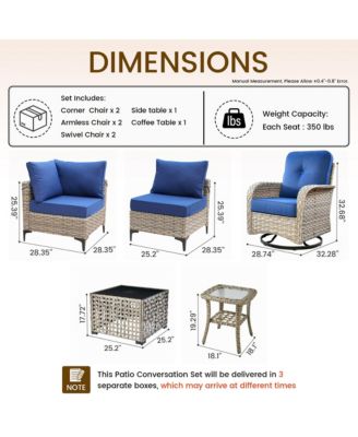 8-Piece Rattan Outdoor Patio Furniture Set with Sectional Sofa, Swivel Chairs, and Solar Coffee Table