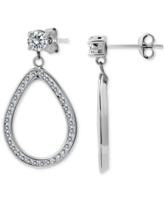 Cubic Zirconia Open Teardrop Drop Earrings