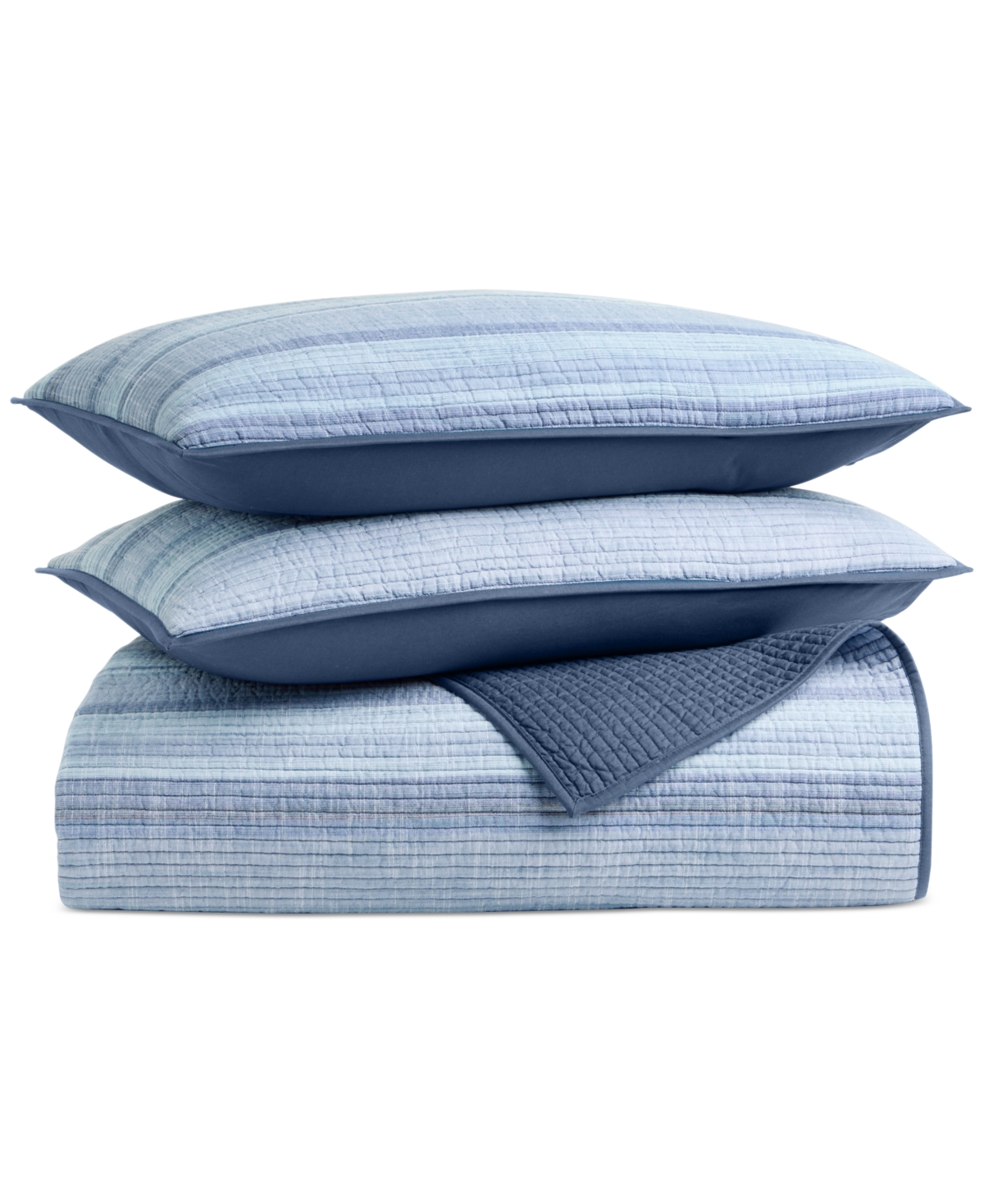 Charter Club Textured Yarn Dye 3-pc. Quilt Set, King, Macy's Exclusive In Blue