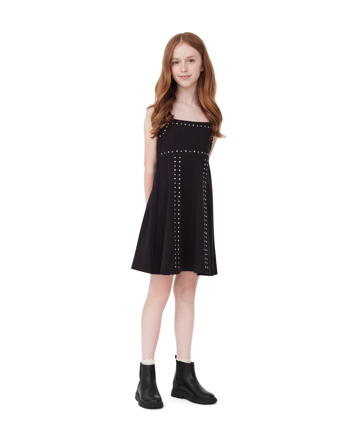 H By Habitual Big Girls Studded Fit And Flare Dress In Black