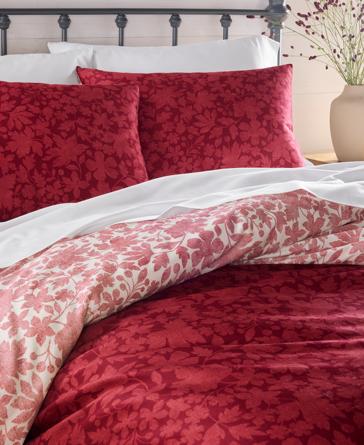 Charter Club Winter Garden Reversible 3-pc. Comforter Set, Full/queen, Macy's Exclusive In Red