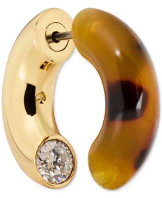 kate spade new york - Gold-Tone Interlock Tortoise Huggie Earrings