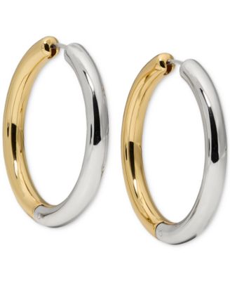 kate spade new york - Gold-Tone Interlock Tortoise Medium Hoop Earrings, 1.34"