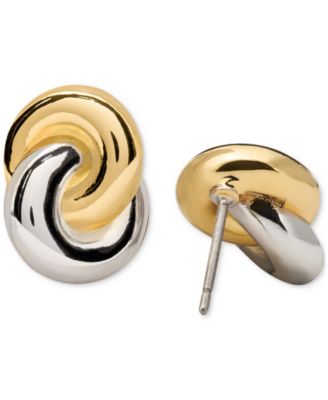 Two-Tone Interlock Stud Earrings
