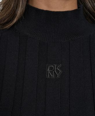 Women's Mock Neck Cotton Rib Knit Sweater
