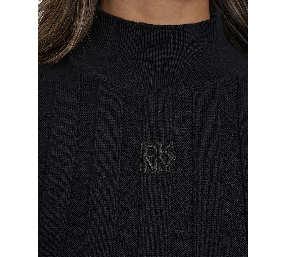 Dkny Jeans Women's Mock Neck Cotton Rib Knit Sweater In Blue