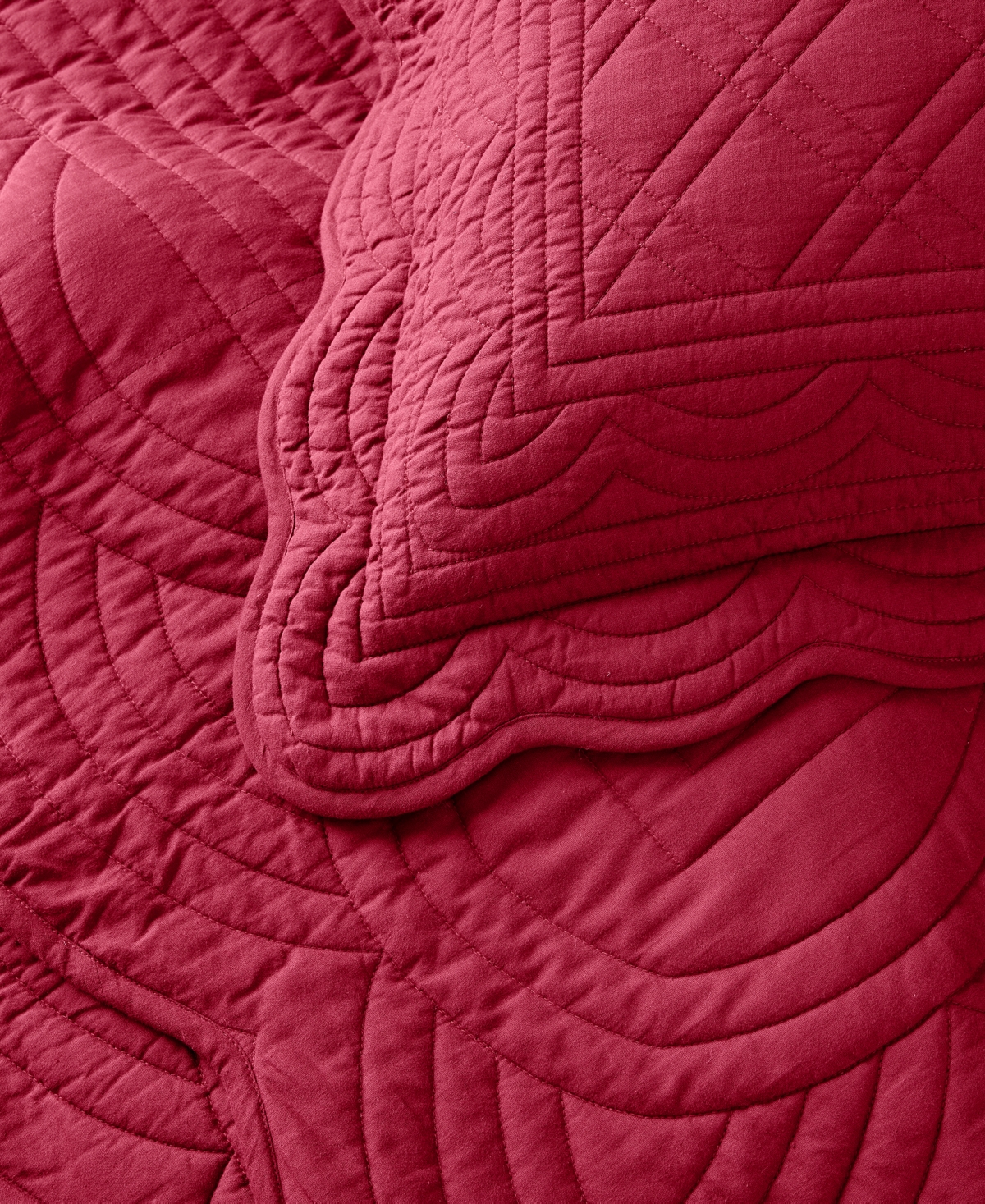 Charter Club Bailey Scallop 3-pc. Quilt Set, King, Exclusively At Macy's In Red