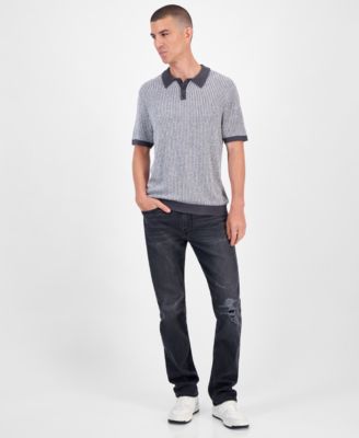 Men's Isaac Short Sleeve Textured Polo Sweater