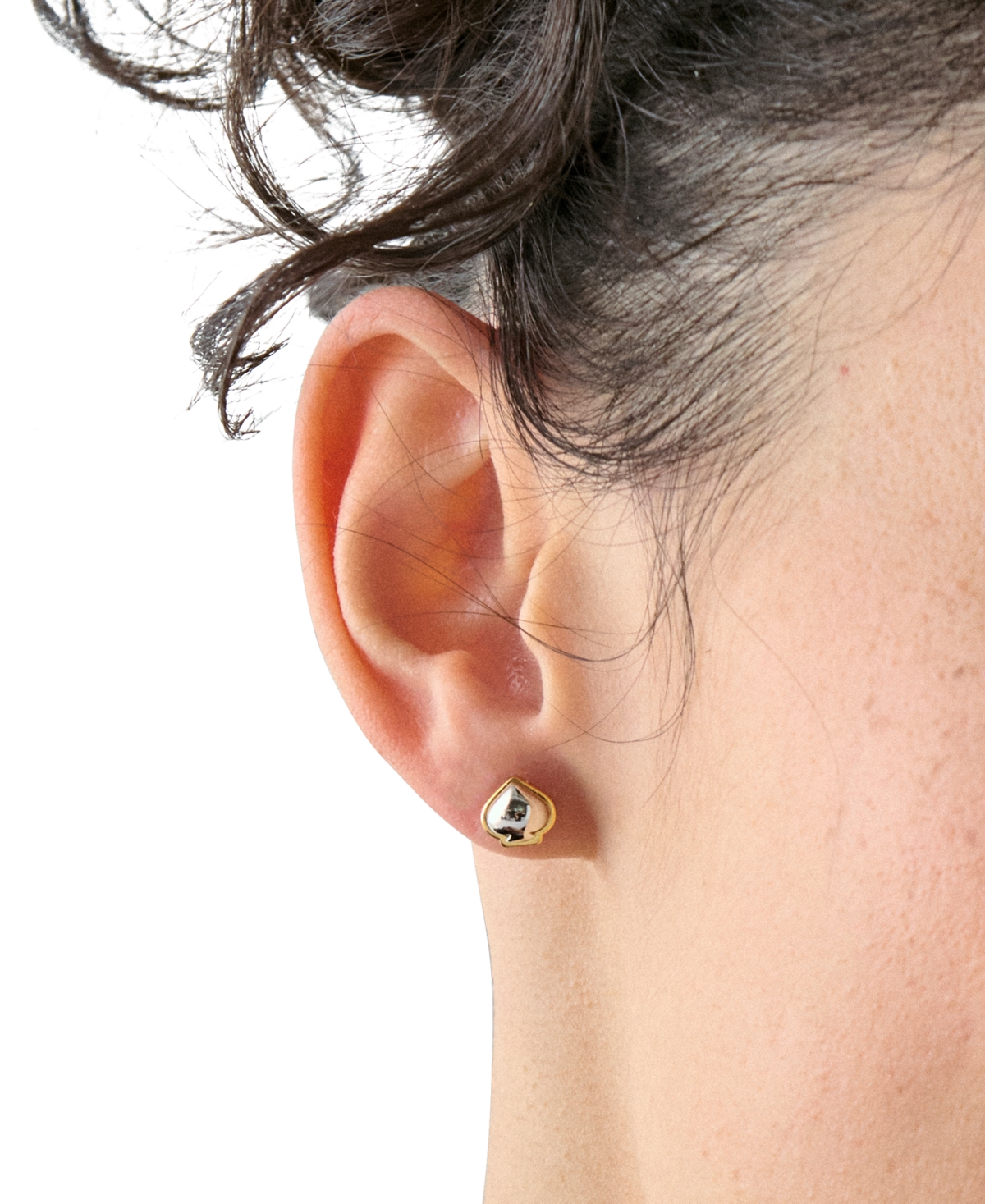 Kate Spade Two-tone Sculpted Spade Mini Stud Earrings In Multi