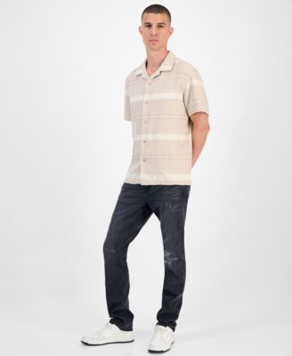 Men's Arrow Jacquard Short Sleeve Button-Up Shirt
