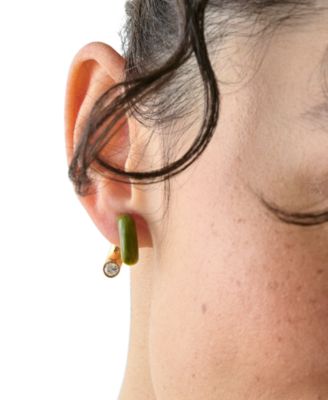 Gold-Tone Interlock Tortoise Huggie Earrings