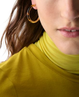 Gold-Tone Interlock Tortoise Medium Hoop Earrings, 1.34"