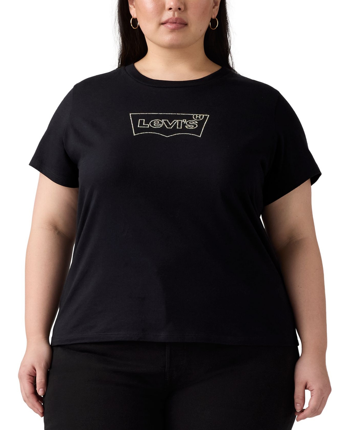 Levi's Plus Size Cotton Perfect Studded Logo T-shirt In Black