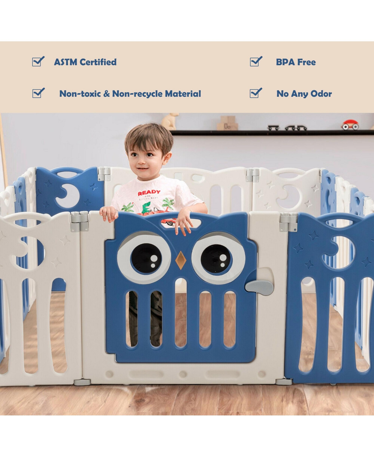 Gymax 14-Panel Baby Playpen Kids Activity Center Foldable Play Yard w/ Lock Door