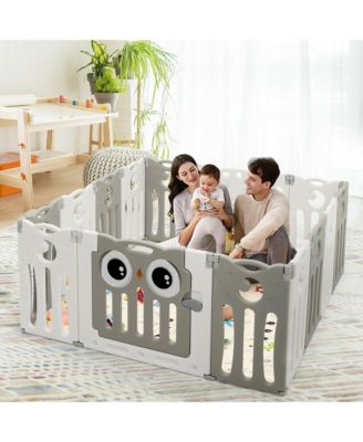 14-Panel Baby Playpen Kids Activity Center Foldable Play Yard w/ Lock Door