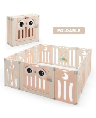 14-Panel Baby Playpen Kids Activity Center Foldable Play Yard w/ Lock Door
