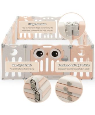 14-Panel Baby Playpen Kids Activity Center Foldable Play Yard w/ Lock Door