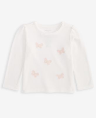First Impressions - Baby Girls Long-Sleeve Embroidered Butterflies T-Shirt