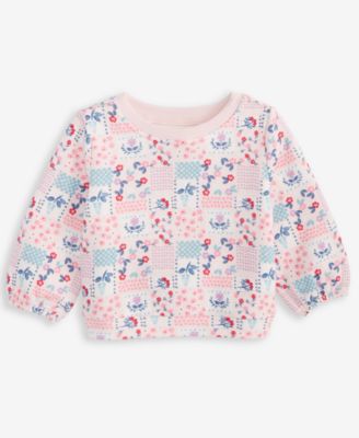 First Impressions - Baby Girls Long-Sleeve Patchwork Floral-Print Fleece Sweatshirt