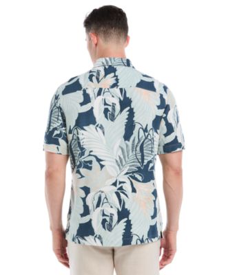 Men's Tropical Print Short Sleeve Button Down Shirt