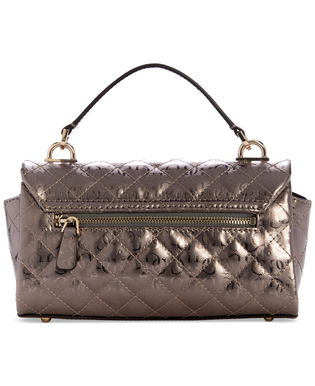 Guess Idra Small Top Handle Quilted Flap Crossbody In Brown