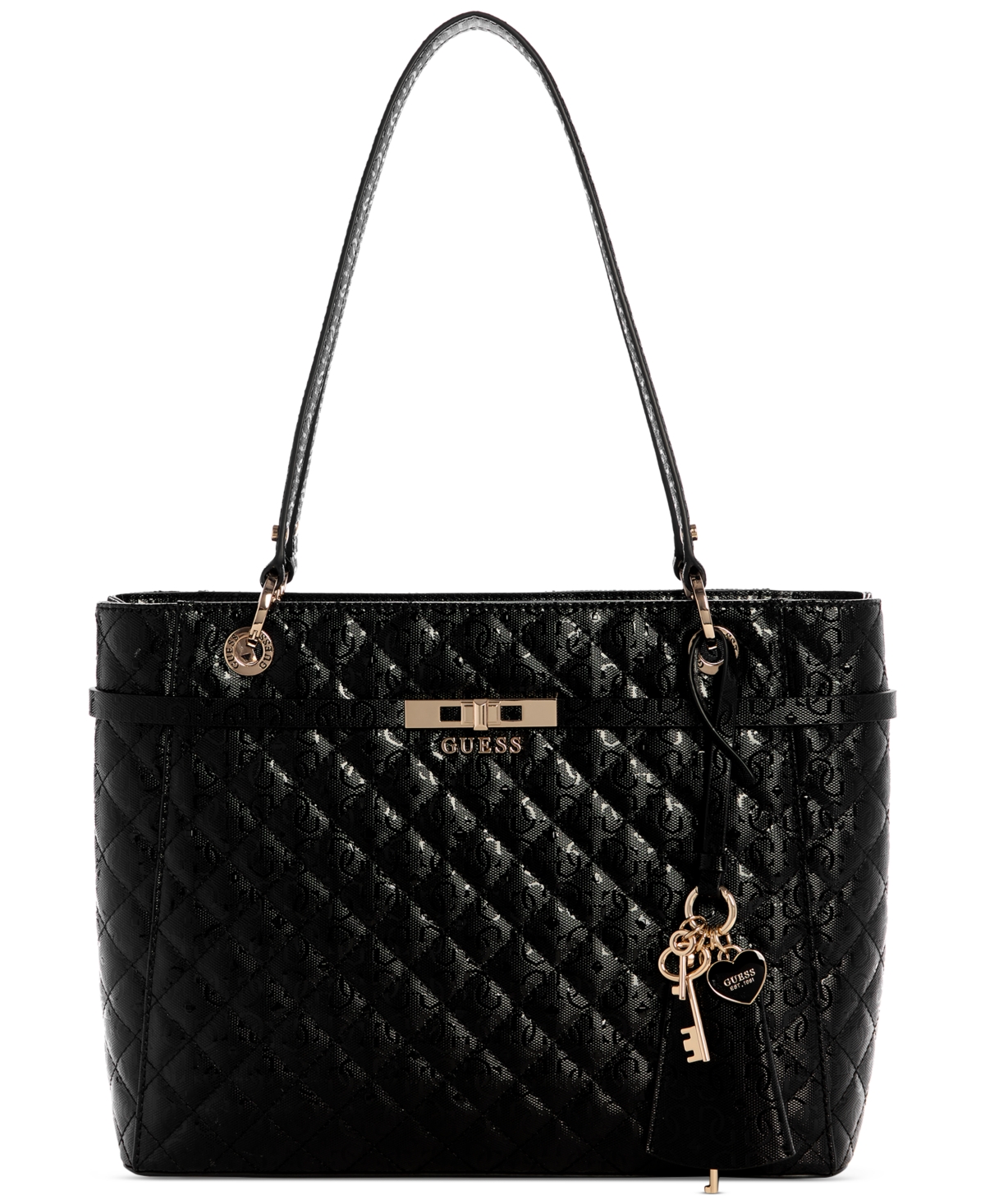 Guess Idra Noel Large Quilted Tote Bag In Black