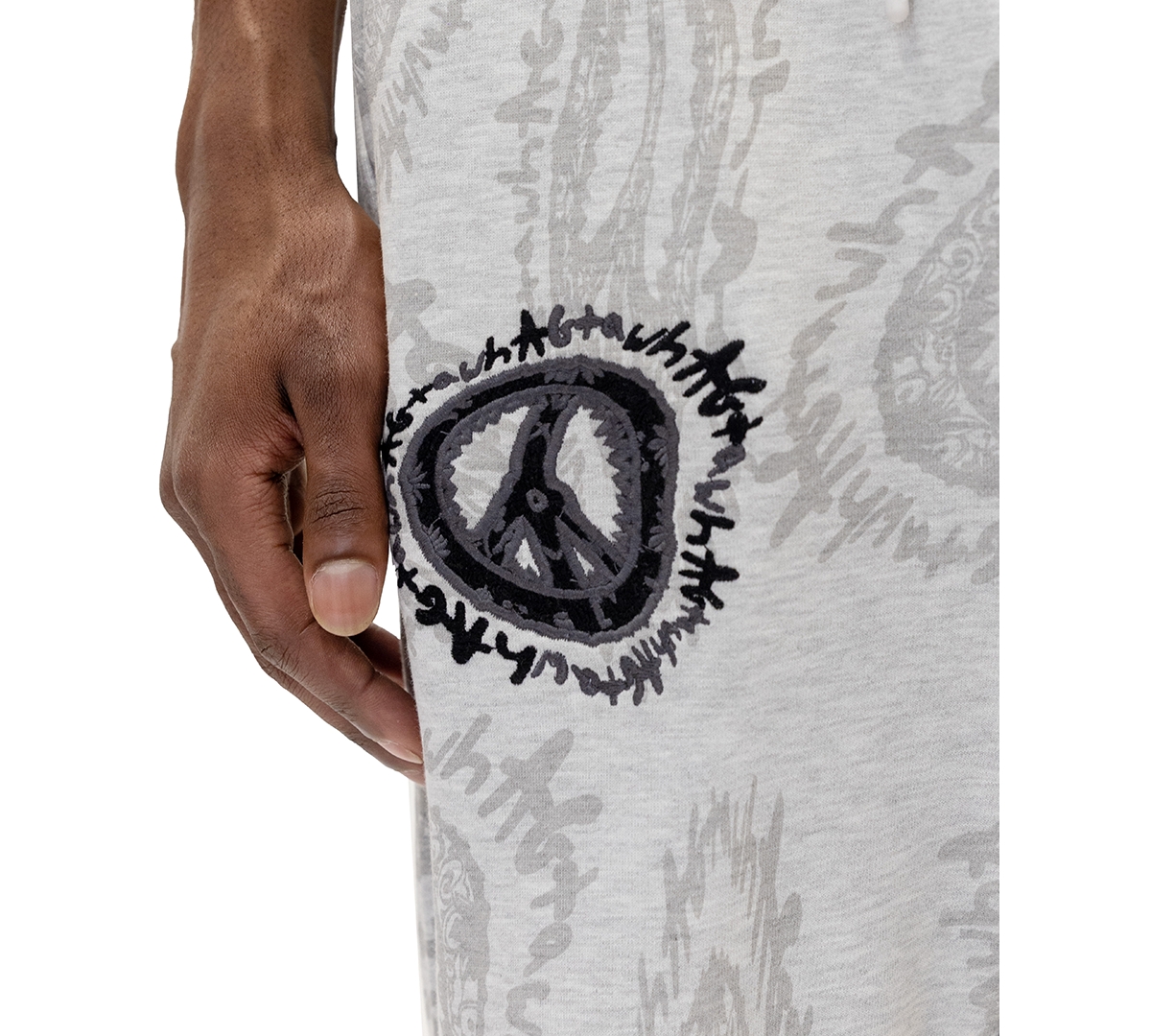 All Good Things Are Welcome Here Men's Peace Sign Graphic Joggers In Gray