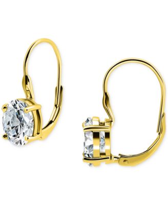 Cubic Zirconia Oval Leverback Drop Earrings in 18k Gold-Plated Sterling Silver, Macy's Exclusive