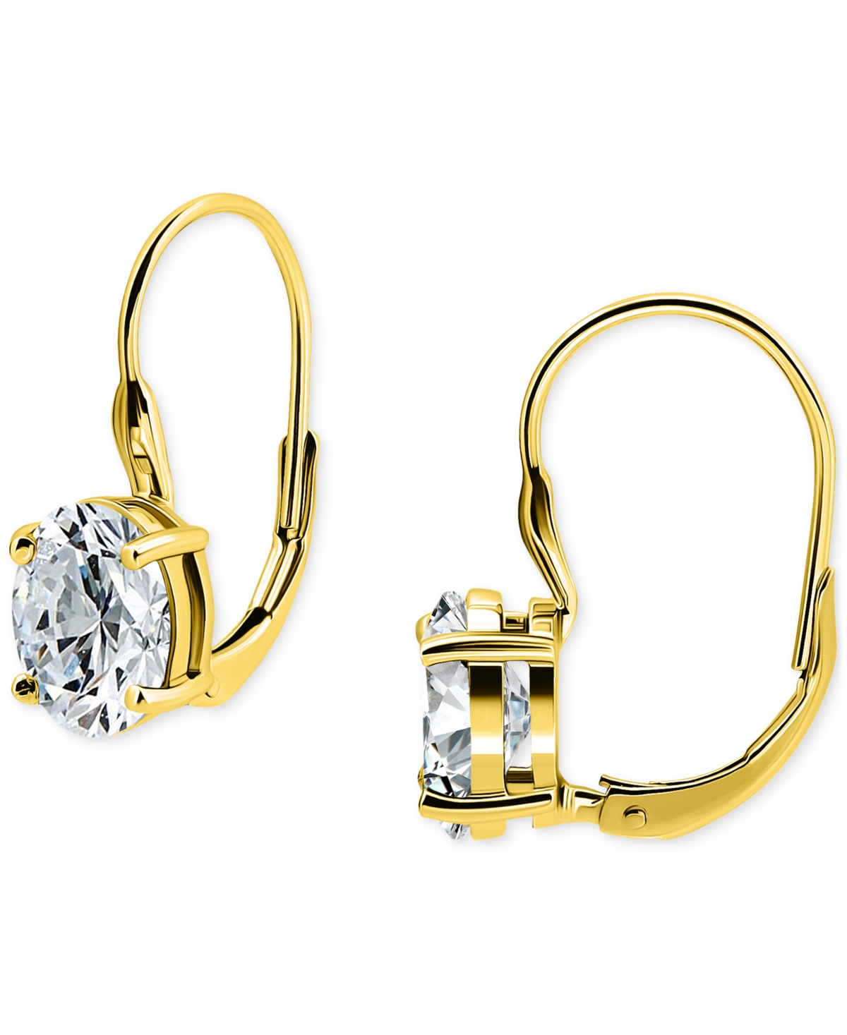Giani Bernini Cubic Zirconia Oval Leverback Drop Earrings In 18k Gold-plated Sterling Silver, Macy's Exclusive In Gold