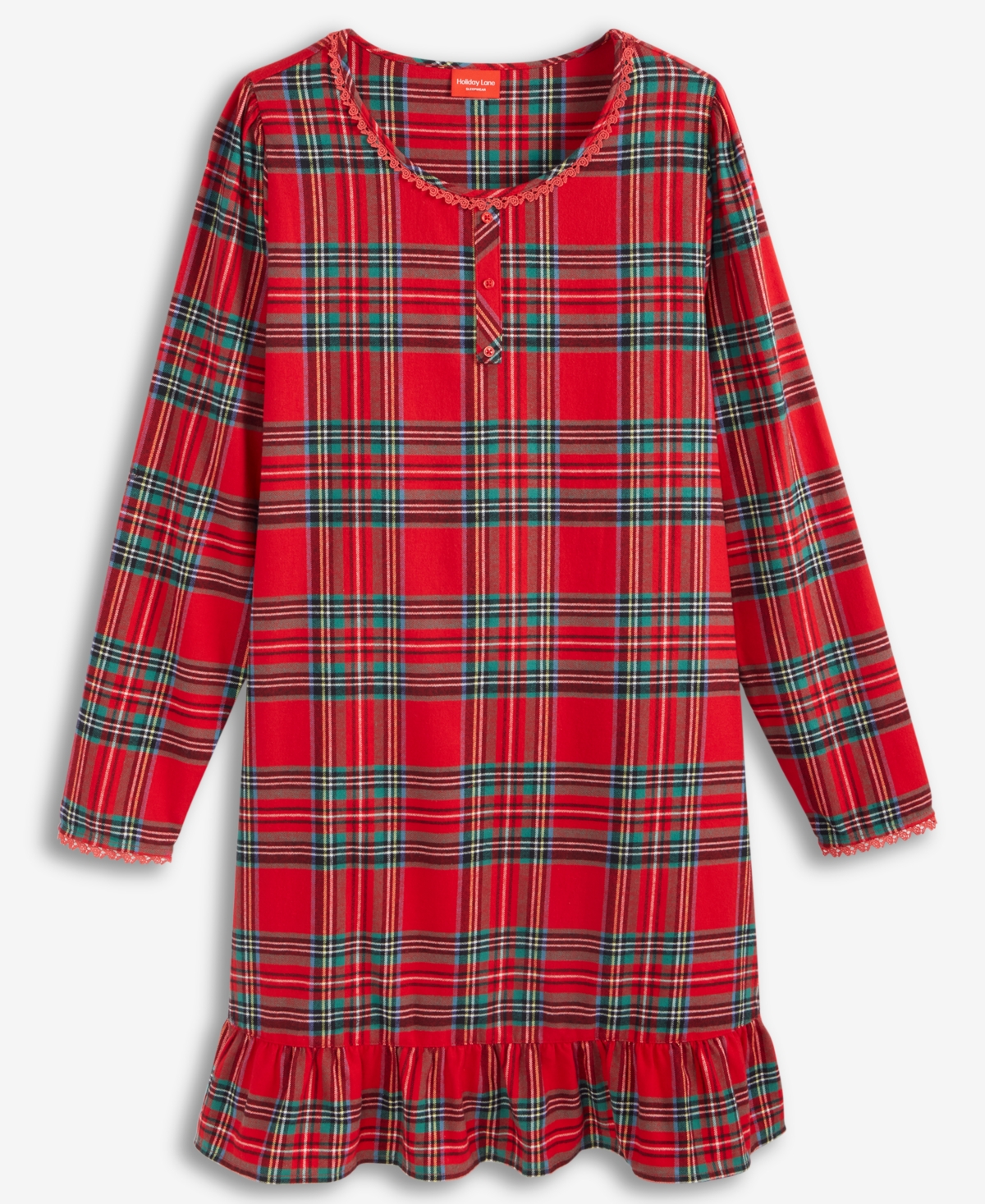 Holiday Lane 's Women's Brinkley Plaid Flannel Sleep Dress Matching Family Pajamas, Created For Macy's In Multi