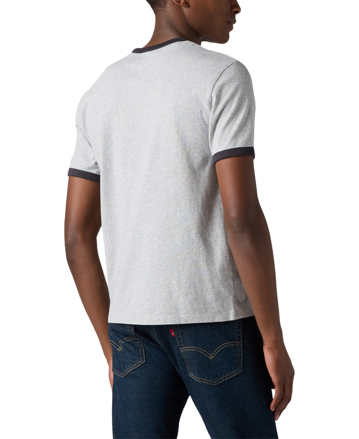 Levi's Retro Embroidered Ringer Tee In Gray