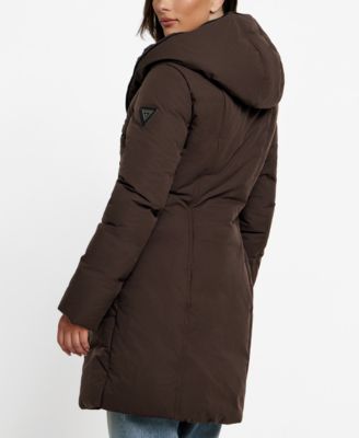 Women's Asymmetric Zip-Front Hooded Puffer Coat