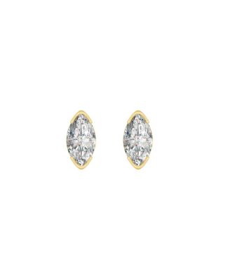 Extra Mini 14k Gold Plated Marquise Stud Earrings