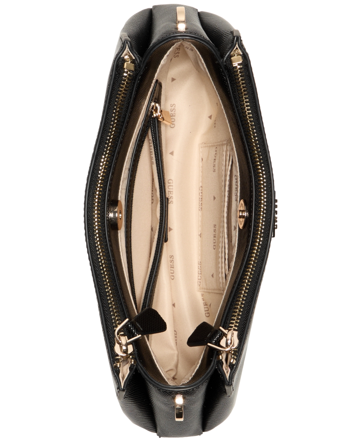 Guess Noelle Ii Small Three Compartment Crossbody In Black
