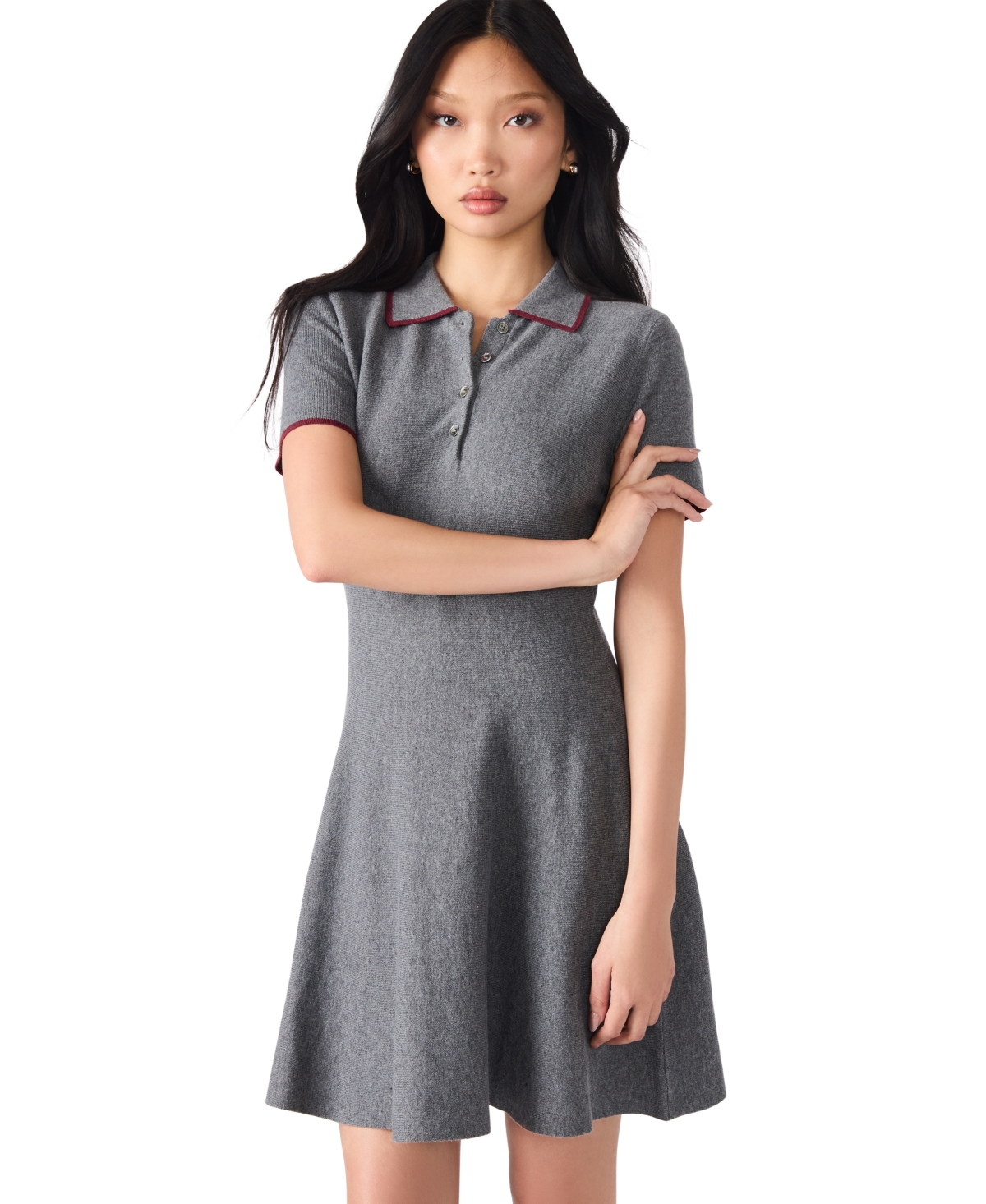 Steve Madden Kristin Polo Sweater Dress In Gray