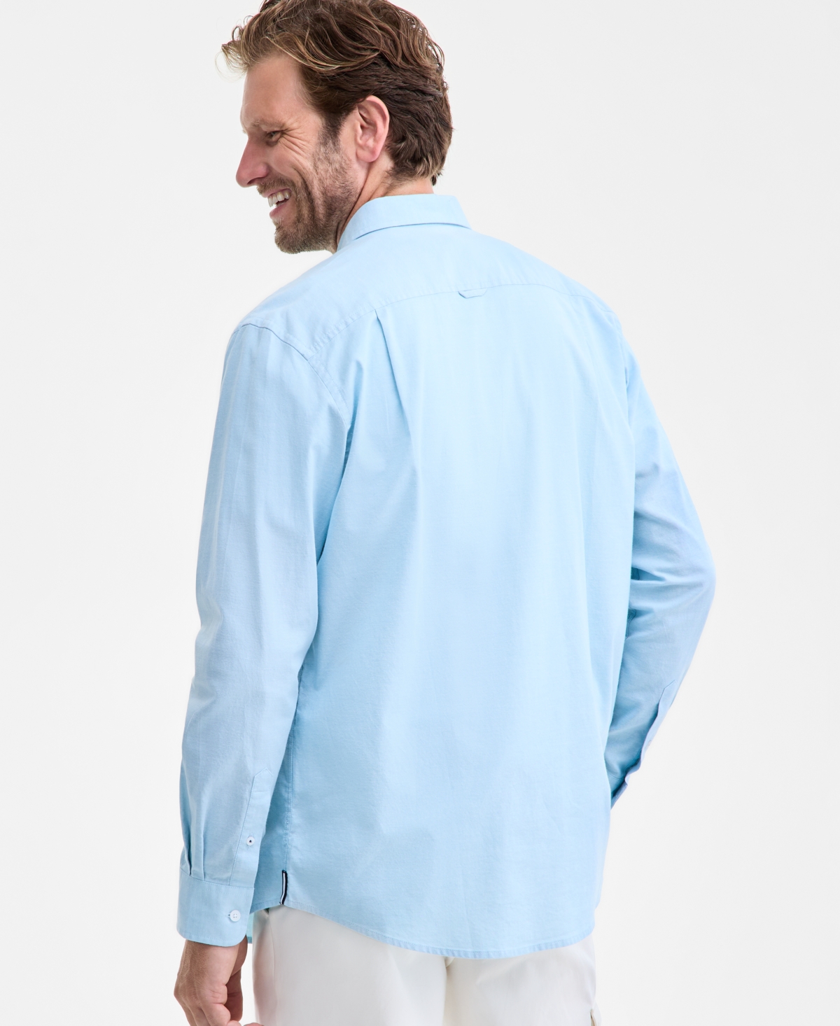 Club Room Men's Solid Stretch Oxford Cotton Shirt, Created For Macy's In Blue
