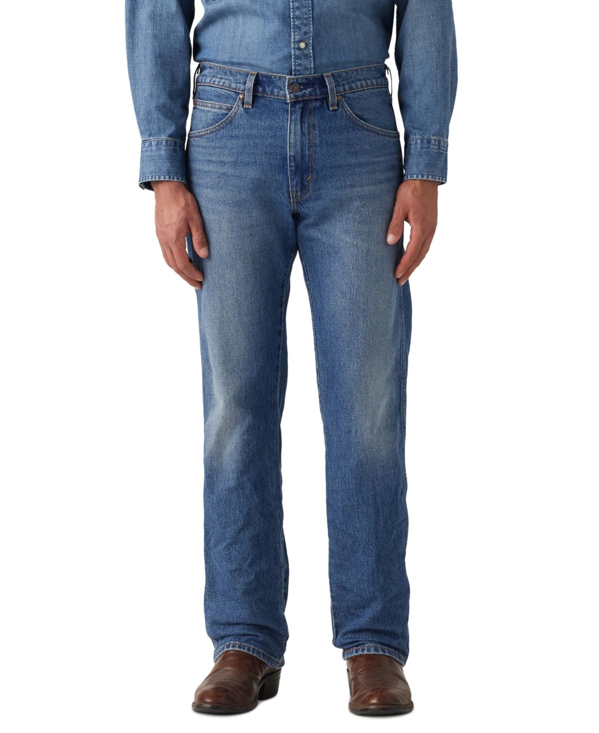 Мужские джинсы прямого кроя с ботинками в западном стиле 557