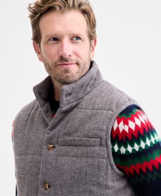 Men's Tweed Herringbone Button-Front Padded Vest, Macy's Exclusive