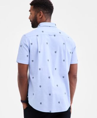 Men's Regular-Fit Stretch Heritage Crest-Embroidered Button-Down Oxford Shirt, Macy's Exclusive 