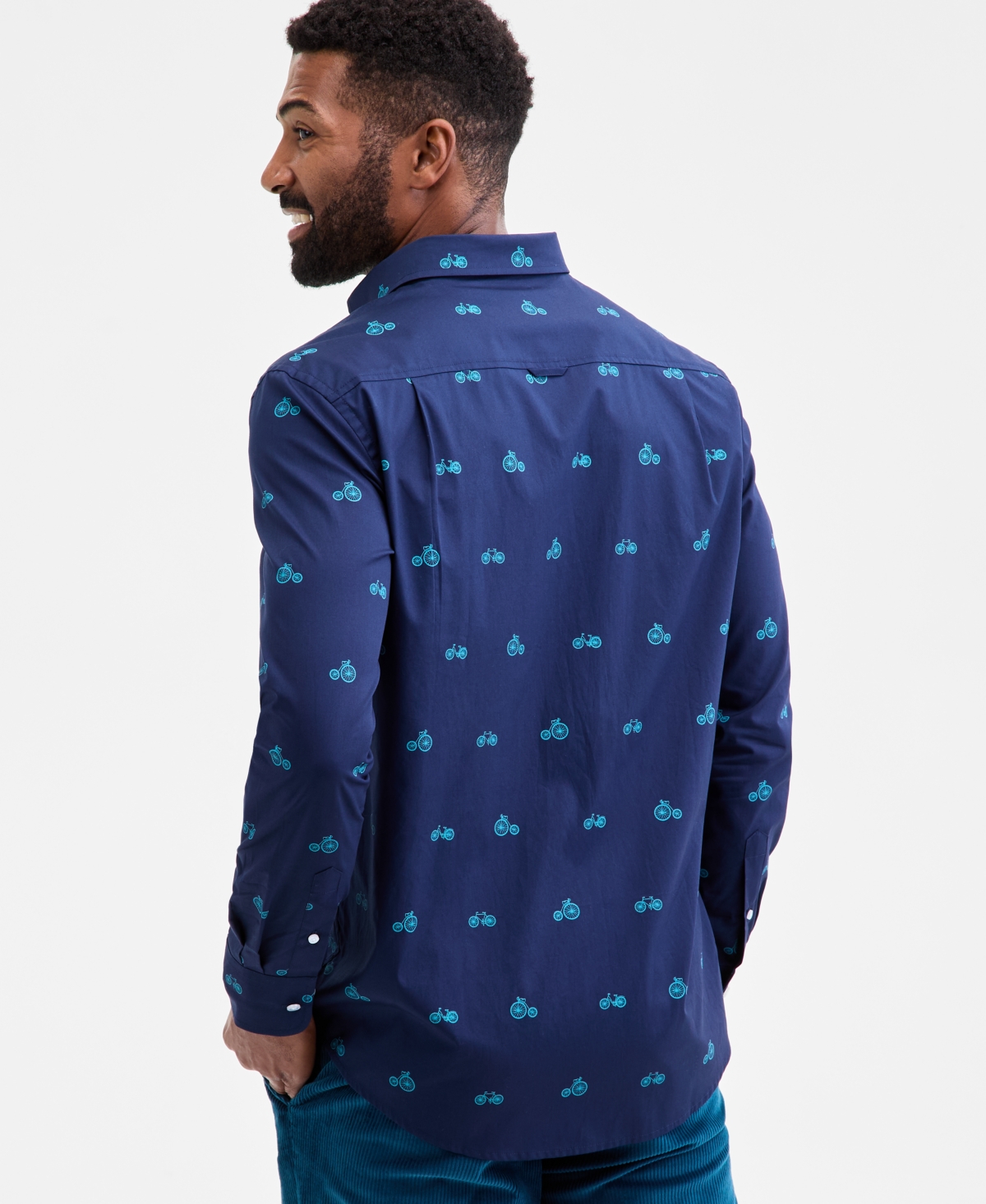 Club Room Long Sleeve Bicycle Print Button-Down Shirt, Macy's Exclusive