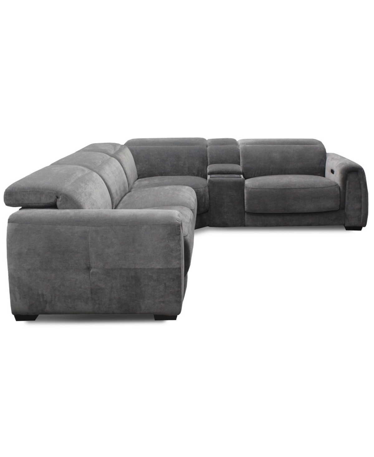 Macy's Brownell 5-pc. L-shape Sectional With 3 Power Motion Chairs & 1 Console, Exclusively At  In Gray
