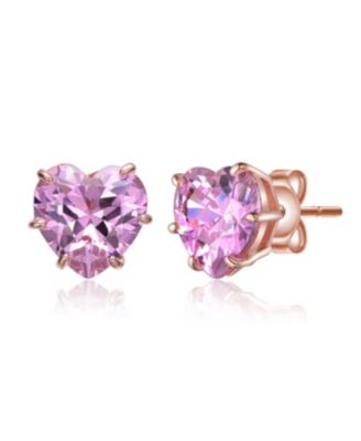 Heart-Shaped Colored Cubic Zirconia Stud Earrings