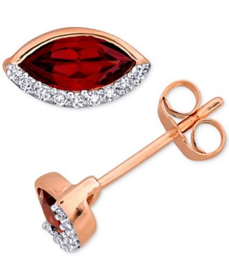 Blue Topaz (1/4 ct. t.w.) & Diamond (1/10 ct. t.w.) Marquise Stud Earrings in 14k Gold (Also in Garnet, Amethyst, & Peridot)