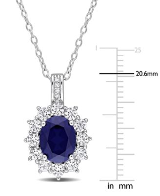 Gemstone & Diamond Accent Halo 18" Pendant Necklace in Sterling Silver