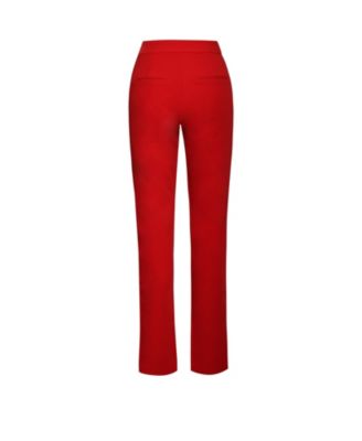 Women's Vayla Red Skinny Fit Crepe Trousers
