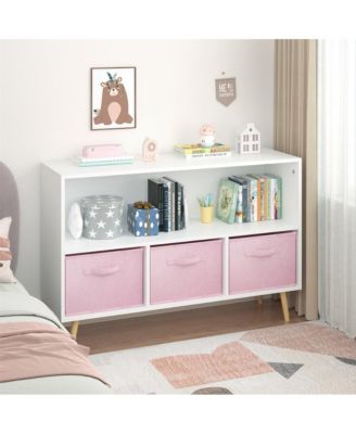 Kids bookcase with Collapsible Fabric Drawers, Children's Book Display, Toy Storage Cabinet Organizer