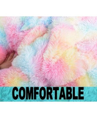 Sorbet Dreams Rainbow Fur Kids Bean Bag Chair, Multicolor, Large (No Filler)